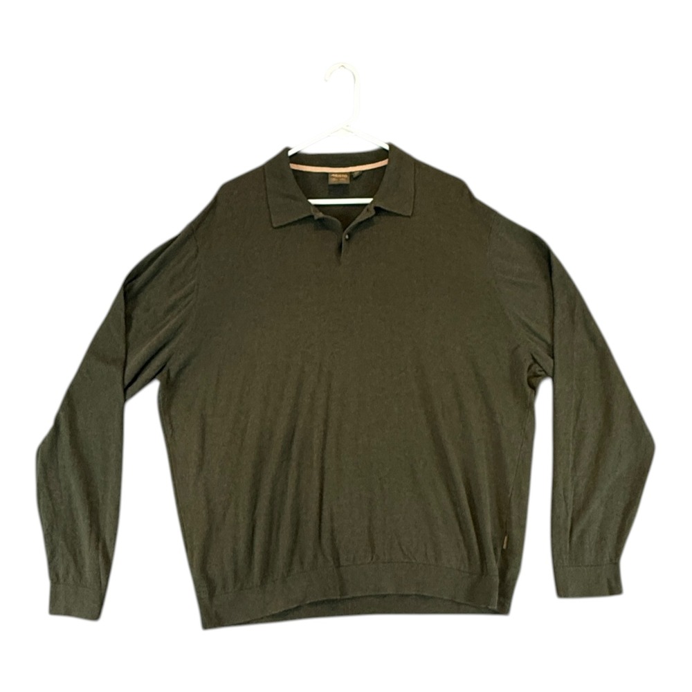 Musto Merino Wool Blend Polo Sweater Mens 3XL Olive Green Nautical Gorpcore EUC